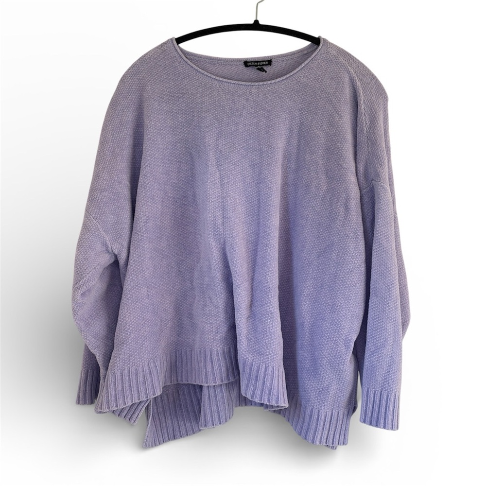 Eileen Fisher Lavender Scoop Neck Knit Sweater